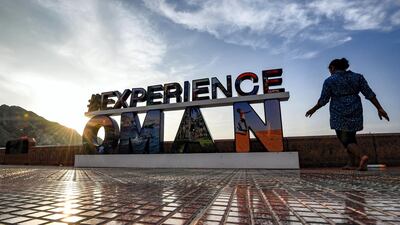 A view of an installation reading "#Experience Oman" in the Mutrah area of the Omani capital Muscat. AFP