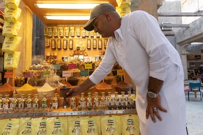 Perfumes and pyramids of spices at Oud and Sandal. Antonie Robertson / The National