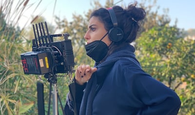 Lebanese director Mounia Akl on the set of her debut feature film 'Costa Brava, Lebanon'. Photo: Mounia Akl