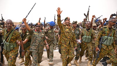 The investigation found the case is linked to arrangements requested by the armament committee of the Sudanese government, led by army chief Gen Abdel Fattah Al Burhan, centre. AFP