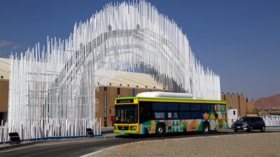 A new hybrid electric bus is parked at an entrance of the conference center complex for this year’s United Nations global summit on climate change, known as COP27, in Sharm el-Sheikh, South Sinai, Egypt. AP Photo