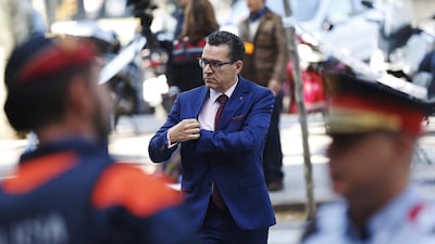 Barcelona FC spokesman, Josep Vives, arrives to attend the trial of football player Lionel Messi and his father, Jorge Horacio Messi, in Barcelona. Quique Garcia / EPA