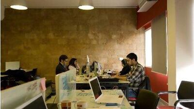 Cinemoz employees at work in Beirut.