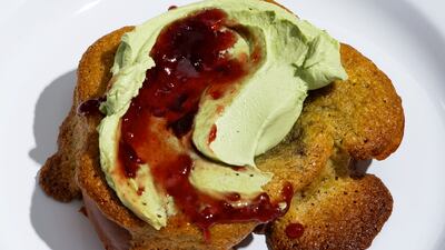 Nala's Pistachio Bostock is one of the sweet matcha options in Dubai. Photo: Nala