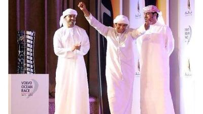 Adil Khalid celebrates after being selected as the latest crew member aboard the Abu Dhabi Ocean Racing team. Rich-Joseph Facun / The National
