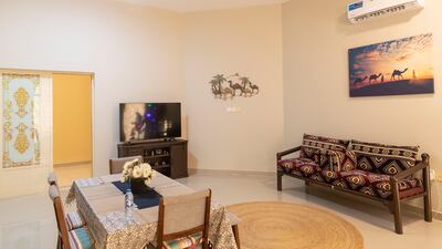 The living area which she shares with her husband, mother and housekeeper. Antonie Robertson / The National