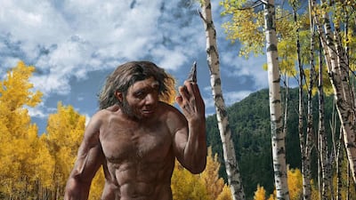 An artist's rendering of Dragon Man in his habitat. AFP