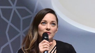 Marion Cotillard takes part in an on-stage interview during the 18th Marrakech International Film Festival on November 30, 2019. EPA