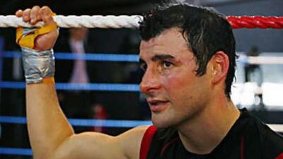 Joe Calzaghe during the public work-out at his father's gym in Abercarn, Wales.