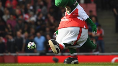 Arsenal's mascot Gunnersaurus has served the club for 27 years. Getty