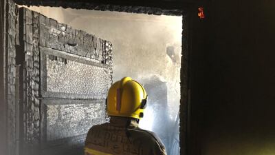 Fire crews battled a blaze which destroyed a villa in Ras Al Khaimah. Courtesy Ras Al Khaimah Civil Defence