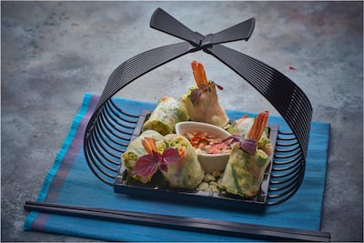 Vietnamese rice-paper rolls stuffed with crunchy vegetables at Hoi An Shangri-La Hotel Dubai