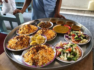 A traditional lunch at Haji’s Café, one of Bahrain's oldest eateries. Sophie Prideaux / The National