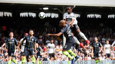 Fulham's Neeskens Kebano in action with Manchester City's Fernandinho. Reuters