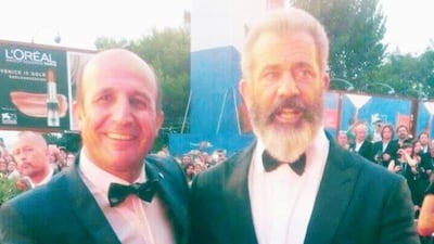 Sarikaya said Gibson had agreed to play a role in his film 'Famine', using this picture as proof. However, Gibson has previously spoken out about any association with Sarikaya. Omer Sarikaya/ Facebook.