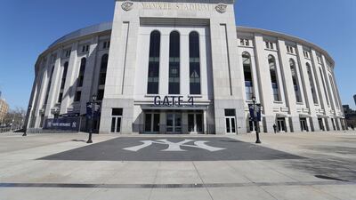 Yankee Stadium is empty on the scheduled date for Opening Day March 26, 2020 in the Bronx, New York. AFP