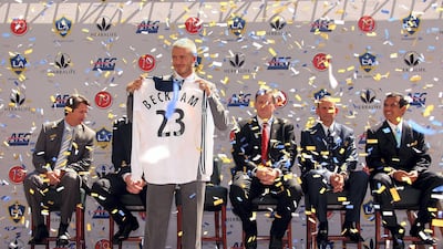 David Beckham during his unveiling as an LA Galaxy Player in 2007. Getty Images