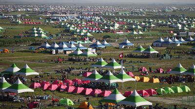 Tents line the site. Getty Images