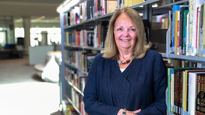 Retired head librarian Ginny Danielson from New York University Abu Dhabi library, which aims to digitise up to 25,000 Arabic books by 2020. Victor Besa / The National