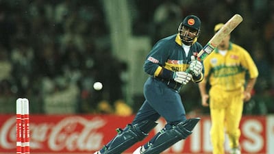 Asanka Gurusinha of Sri Lanka plays a shot during his innings of 65. Getty Images