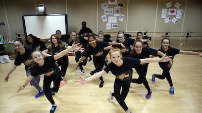 Pupils from Gems Wellington Academy in Dubai prepare to represent the UAE in the World Street Dance Championships at Glasgow in August. The 17 ‘Adrenaline’ dancers will train all summer. Ravindranath K / The National