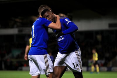 Kelechi Iheanacho, right, scored Leicester City's first goal in the win over Burton Albion. PA