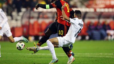 Romelu Lukaku scores Belgium's fourth goal. Getty Images