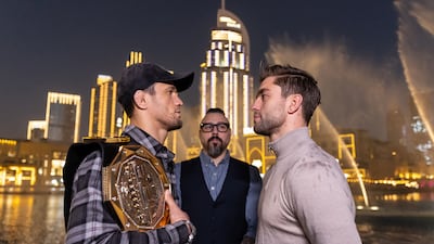 Usman Nurmagomedov and Alfie Davis face off in Dubai ahead of their PFL clash. Photo: PFL