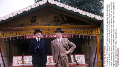 The famed twin protagonists of P G Wodehouse’s novels return in Sebastian Faulks’s faithful new book, Jeeves and the Wedding Bells. The characters were previously adapted for the much-loved television series Jeeves and Wooster, starring Stephen Fry, left, as Jeeves and Hugh Laurie as Bertie Wooster. ITV / REX