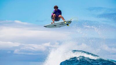 Brazilian surfer Yago Dora competes on the first day of the 2019 Tahiti Pro at Teahupoo. AFP
