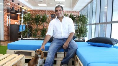 Kavit Handa, founder of Return Hound, at his office in Indigo Tower in Jumeirah Lakes Towers in Dubai. Pawan Singh / The National
