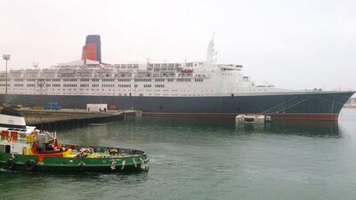 The QE2 is mooored at Port Rashid. Campaigners are hoping to buy it and return it to the UK as a tourist attraction. Courtesy Louis De Sousa