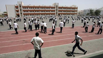 The Abu Dhabi Indian School has an indoor swimming pool, a big playground and central air conditioning.