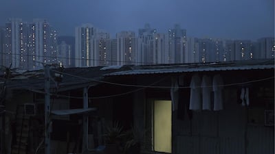 An illegal rooftop hut is seen in Hong Kong.