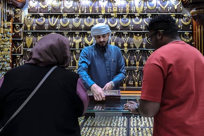 Customers at the Madinat Zayed Gold Centre in Abu Dhabi. Victor Besa / The National