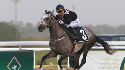 It was a fourth win in five starts for AF Mathmoon, who is trained by Musabah Al Muhairi, after running an excellent second behind Thakif in the Group 1 Al Maktoum Challenge Round 1 over the 1,600m trip at Meydan on January 7. Ravindranath K / The National