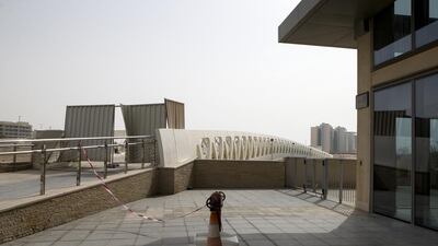 The foot bridge between Al Zeina and Al Muneera in the Al Raha Beach area, which residents claim is a popular location for youth to congregate and partake in underage drinking. Christopher Pike / The National