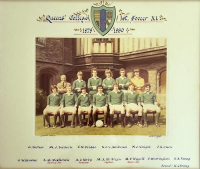 Mohamed El-Erian, middle of the front row, while captain of the Queens' College football team in the 1979/1980 season. Courtesy Mohamed El-Erian