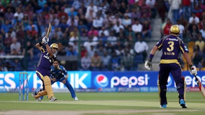 Kolkata Knight Riders batsman Gautam Gambhir plays a shot.