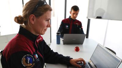 German astronaut Anika Mehlis and Austrian colleague Robert Wild get ready for the mission. AFP