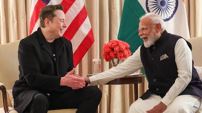 Elon Musk with Indian Prime Minister Narendra Modi in Washington, DC. Reuters