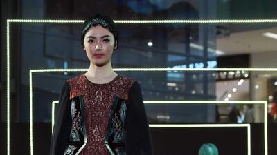 Designer Dilbar of Kyrgystan presented an intricately cut and embroidered collection. AFP