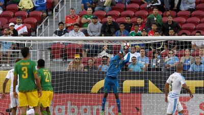 Goalkeeper Andre Blake of Jamaica makes a save against Uruguay. Thearon W Henderson / Getty Images