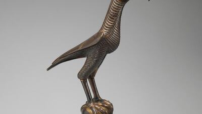 A gilded bronze falcon, with traces of gold, from Sicily or southern Italy, 1200 to 1220AD. Courtesy The Metropolitan Museum of Art.