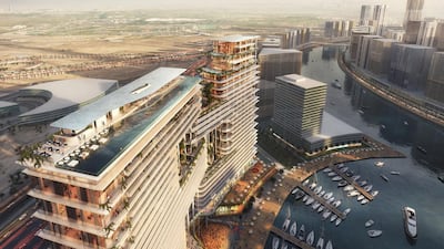 An aerial view of The Residences Dorchester Collection. Courtesy Omniyat