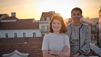 Language-learning platform Chatterbox was founded by former Afghan refugee Mursal Hedayat, right, and Guillemette Dejean after the Syrian refugee crisis. Photo: Chatterbox