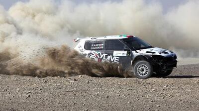 Rashid Al Ketbi in action on the Dubai International Rally as he took the lead after the first day of the event.