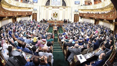 Egyptian parliament members attend a general session in the capital Cairo. Handout photo