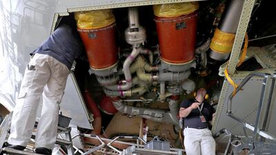 at plane inside the Air France KLM maintenance hangar. Strikes have hit the airline but it plans to honour most flights. Philippe Wojazer / Reuters