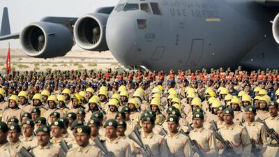 Military personnel participate at the parade. Eissa Al Hammadi / Ministry of Presidential Affairs